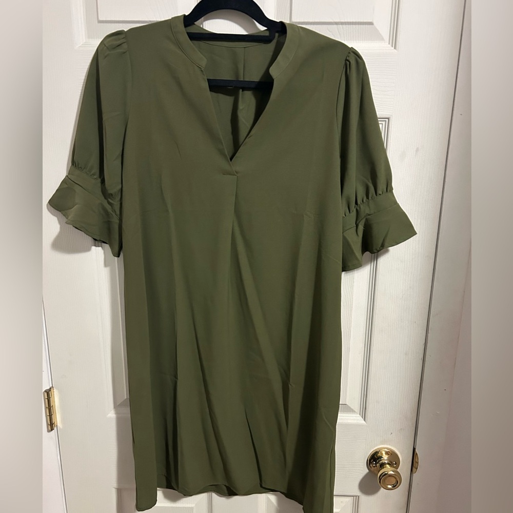 Shein olive spring dress